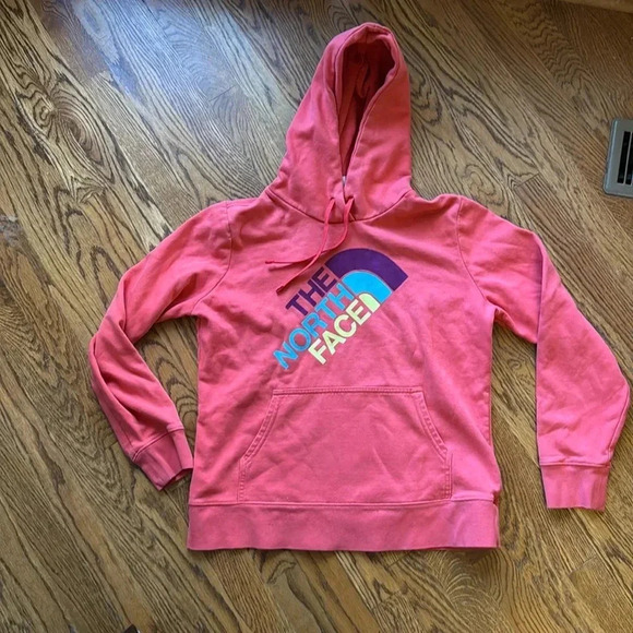 The North Face coral colored logo women’s sweatshirt size large - Picture 1 of 4
